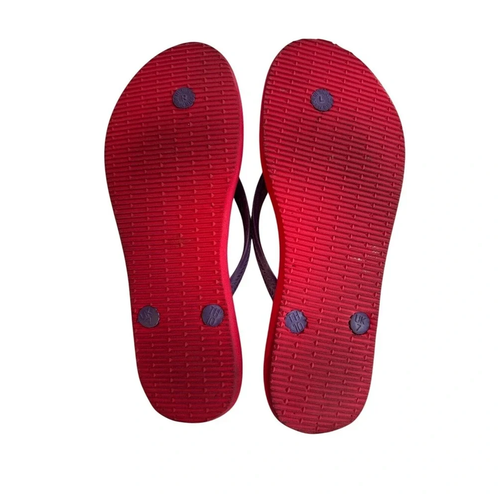 Huggoes Women Red Purple Flip Flop‎ Sandals Size UK 7 TH 10